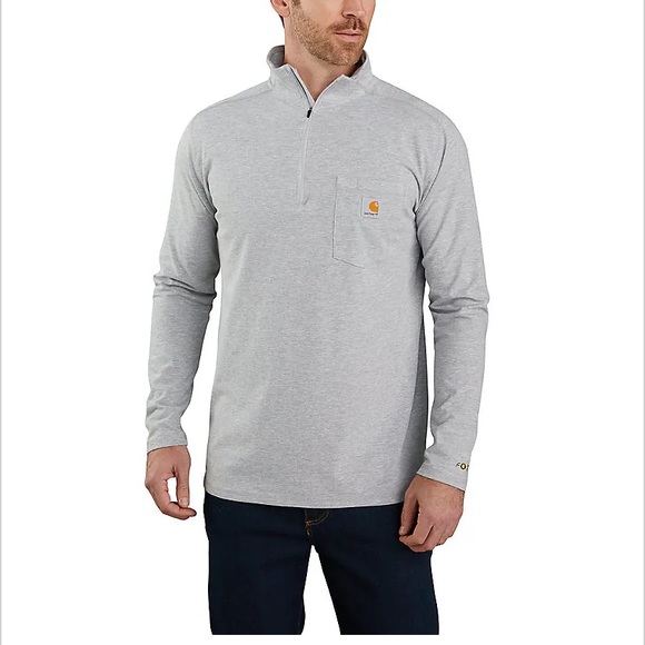 CARHARTT FORCE® RELAXED FIT MIDWEIGHT LONG-SLEEVE QUARTER-ZIP MOCK-NECK T-SHIRT - Picture 1 of 7